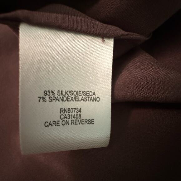 BCBG Max Azria Brown Silk Top Size S 🛸 short sleeve with wrap detail - Picture 9 of 10